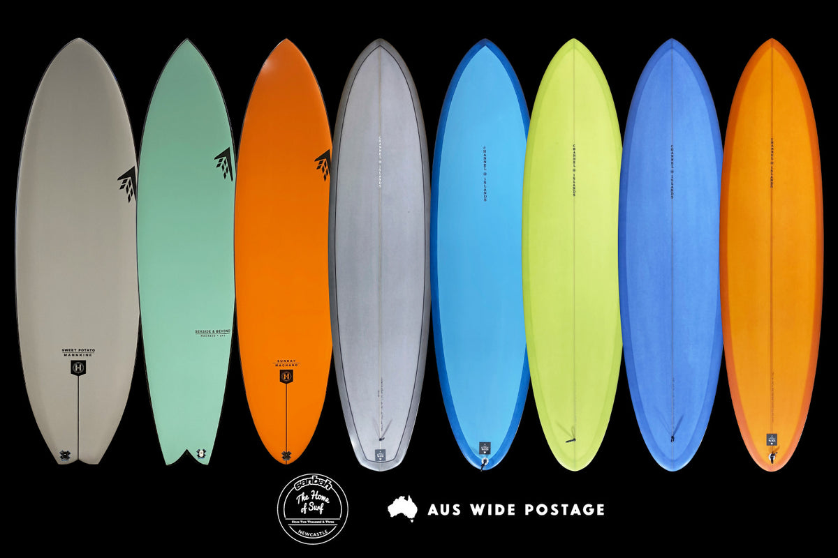 Shop coloured surfboards Australia Firewire & Channel islands