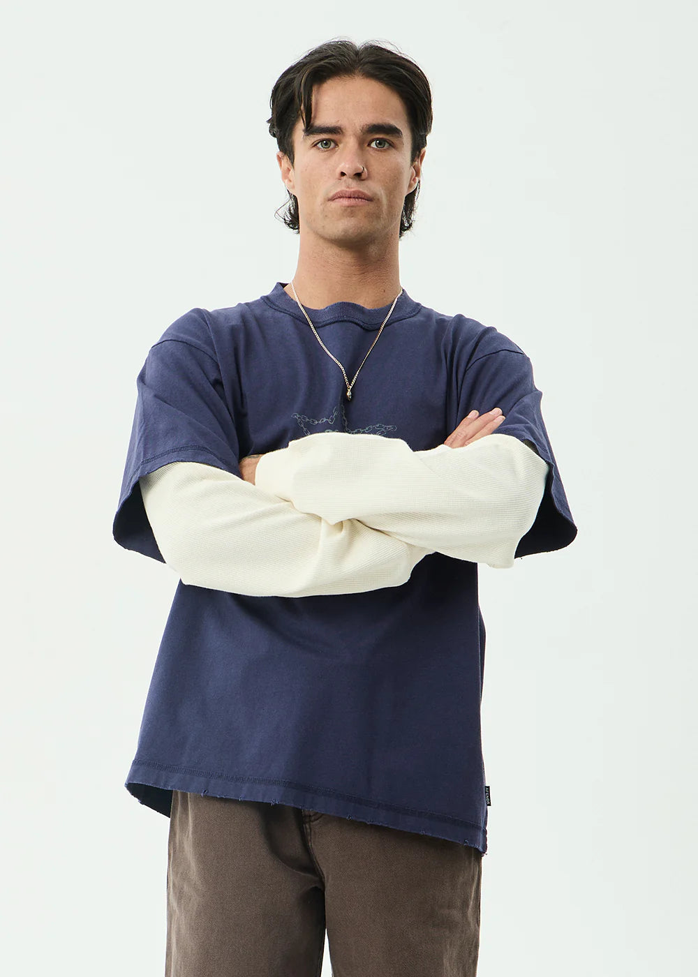 Afends Chains Heavyweight Layered Waffle Long Sleeve Tee
