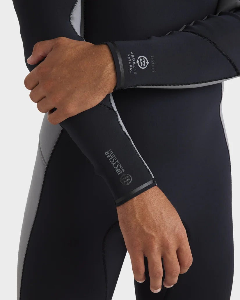 Billabong Mens 3/2mm Absolute Natural Chest Zip Steamer Wetsuit