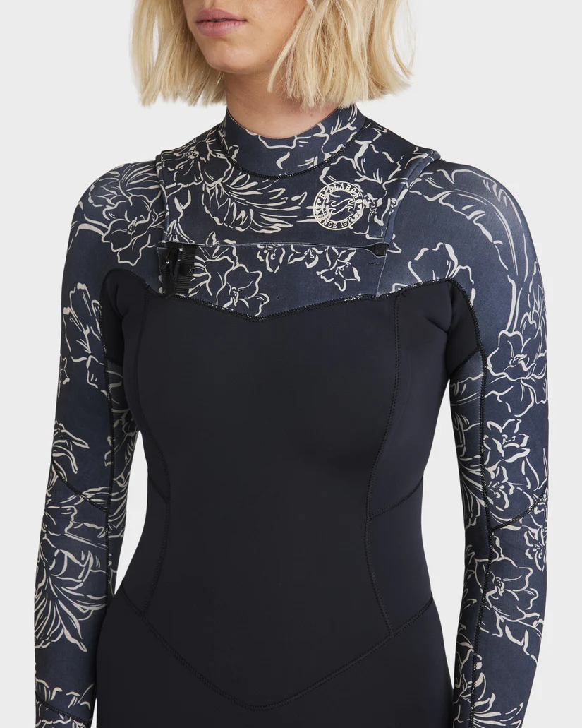 Billabong Womens 3/2mm Salty Dayz Natural Chest Zip Steamer Wetsuit