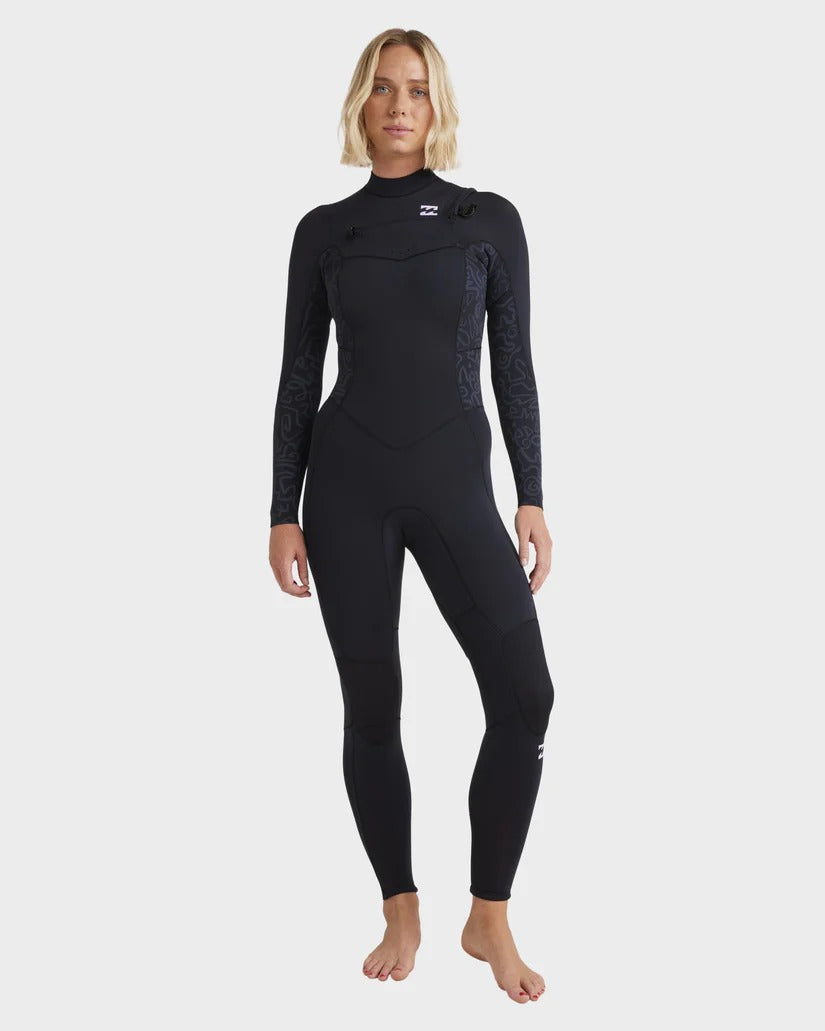 Billabong Womens 3/2mm Synergy Natural Chest Zip Steamer Wetsuit