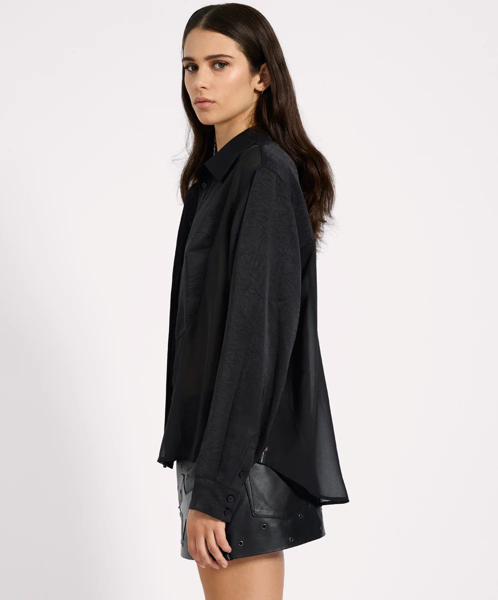 One Teaspoon Sheer Panel Tuxedo Shirt