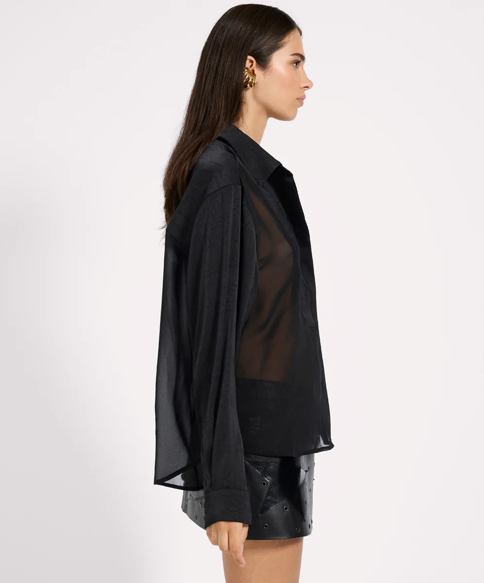 One Teaspoon Sheer Panel Tuxedo Shirt