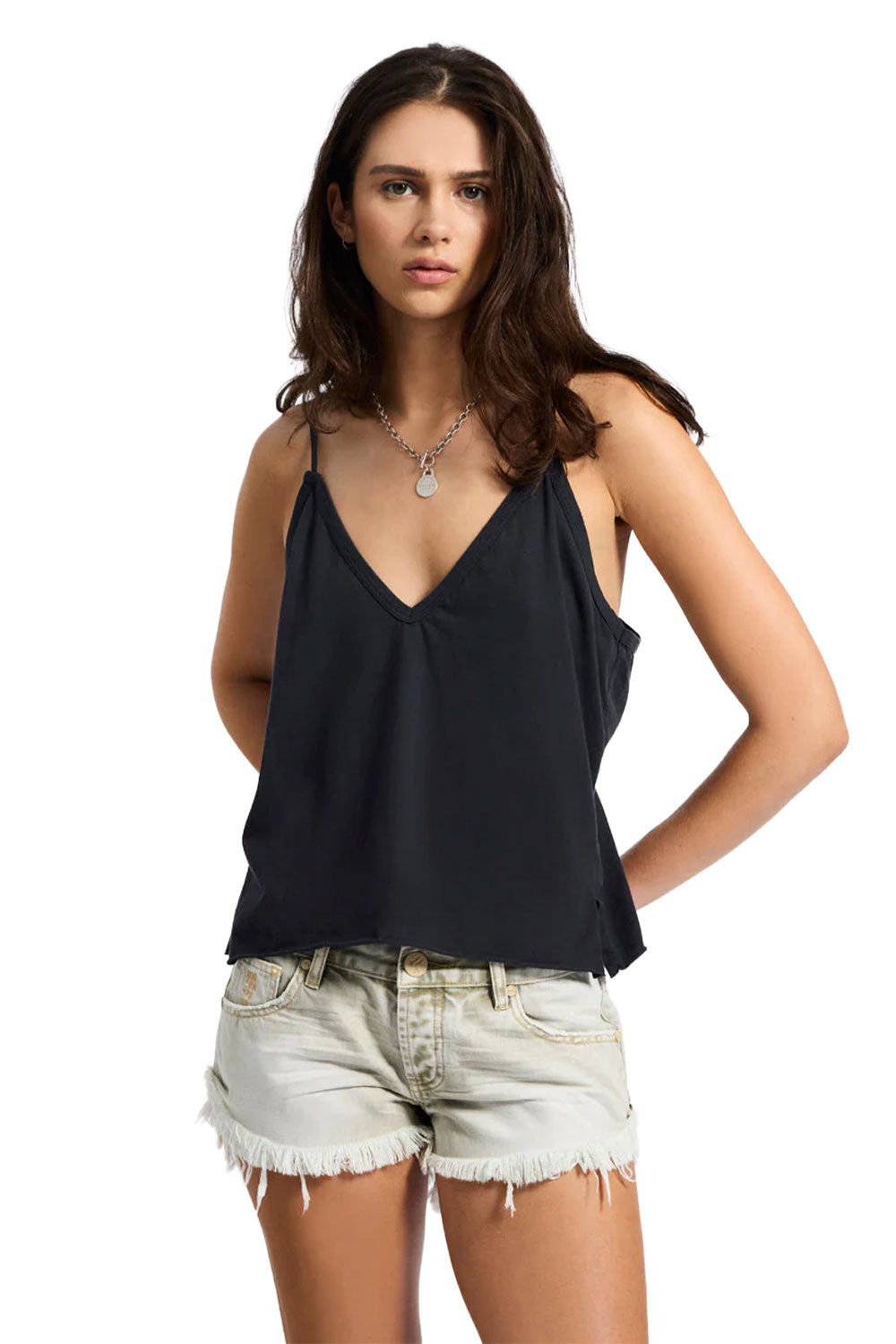 One Teaspoon Deep V Front Singlet