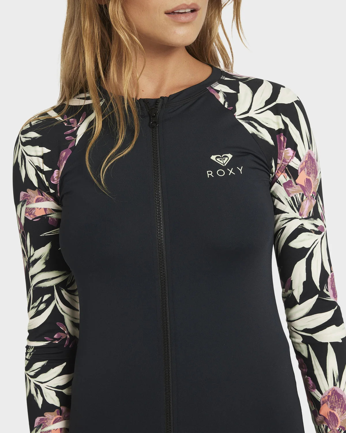 ROXY Women Windswept Floral Full Zip Long Sleeve Rash Vest