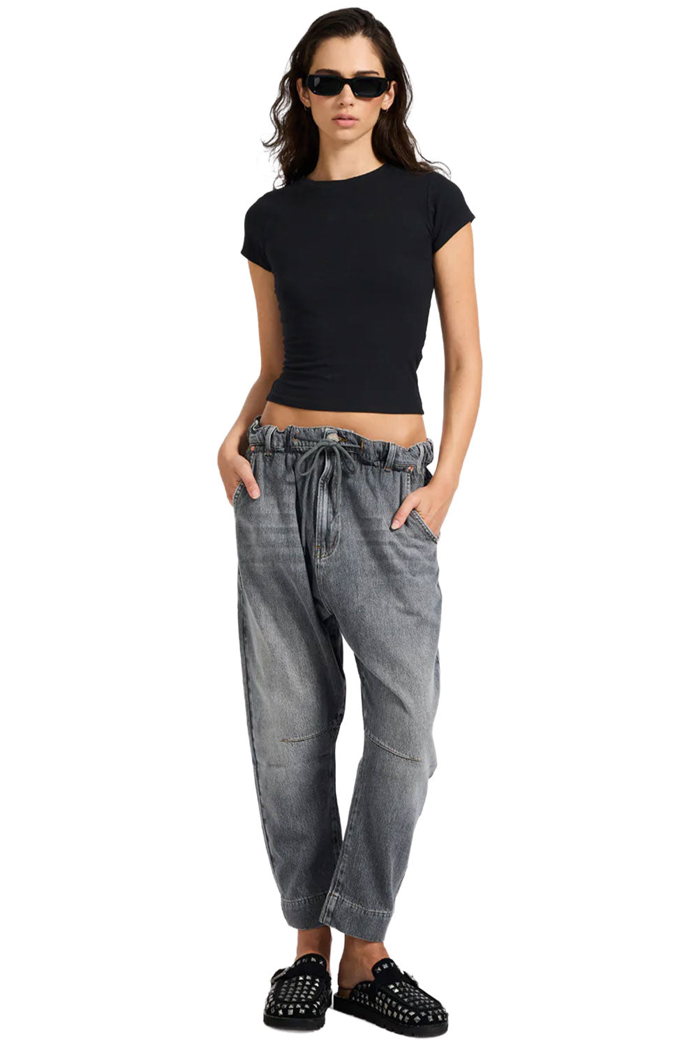 One Teaspoon Outcasts Low Waist Drop Crotch Harem Denim Jeans