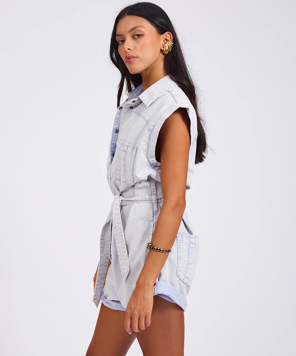 One Teaspoon Bandit Aviator Mini Denim Jumpsuit