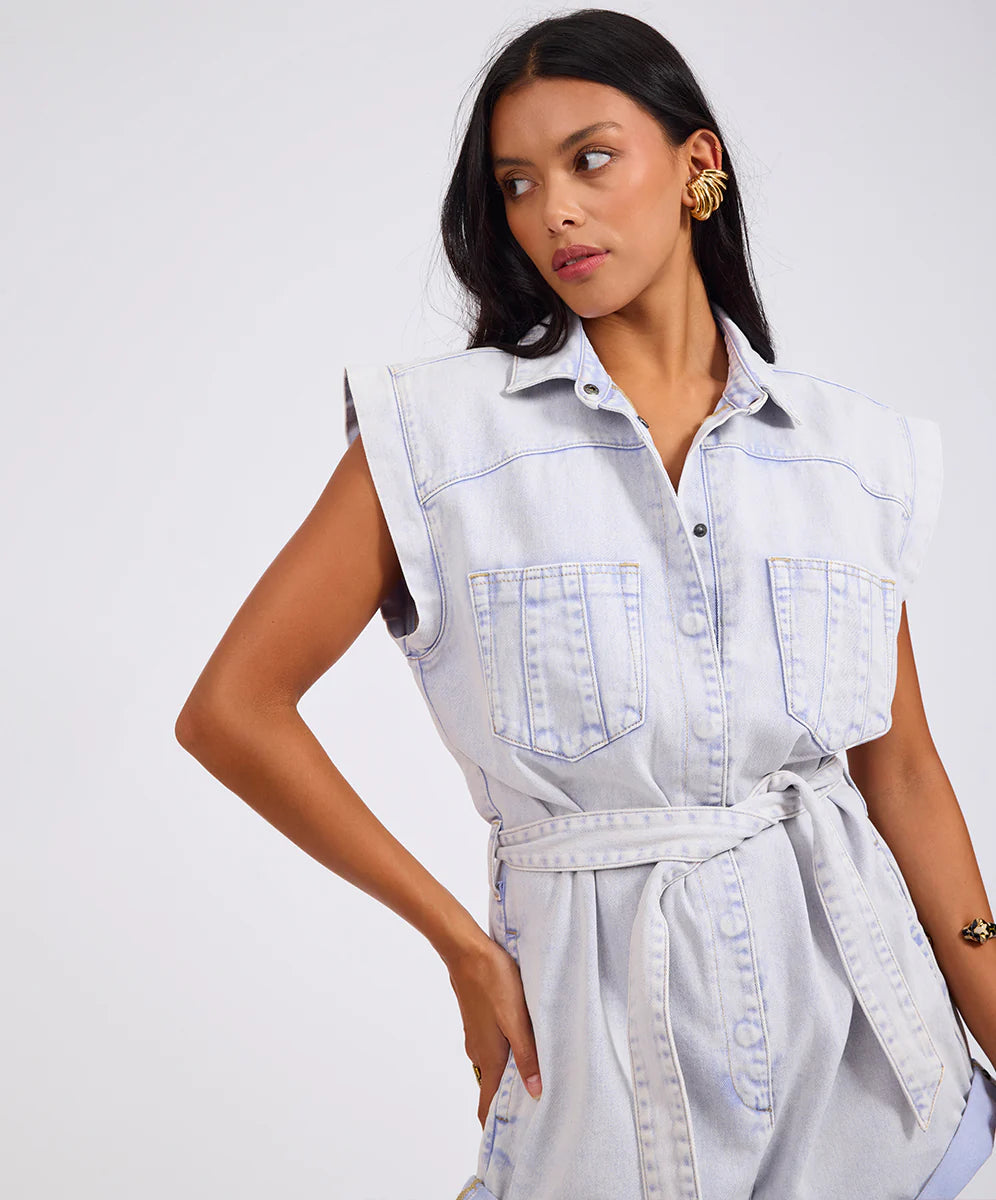 One Teaspoon Bandit Aviator Mini Denim Jumpsuit