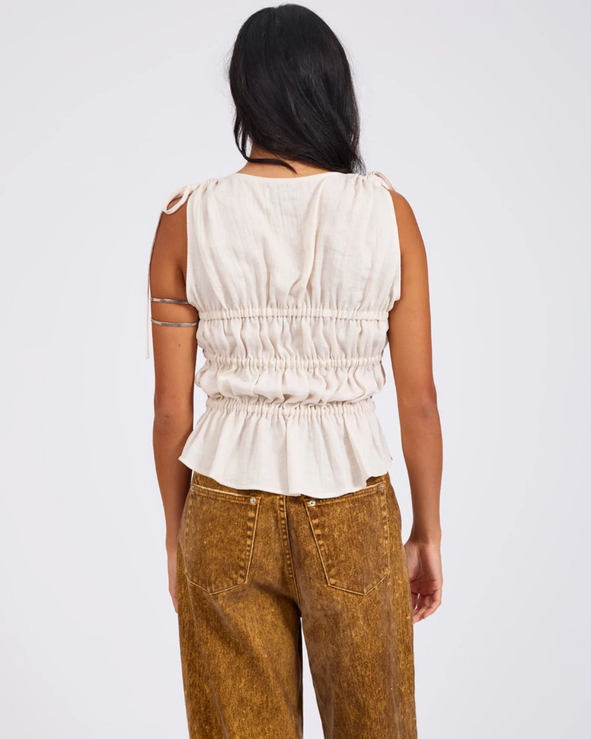 One Teaspoon Evelyn Gathered Ruched Tie Top