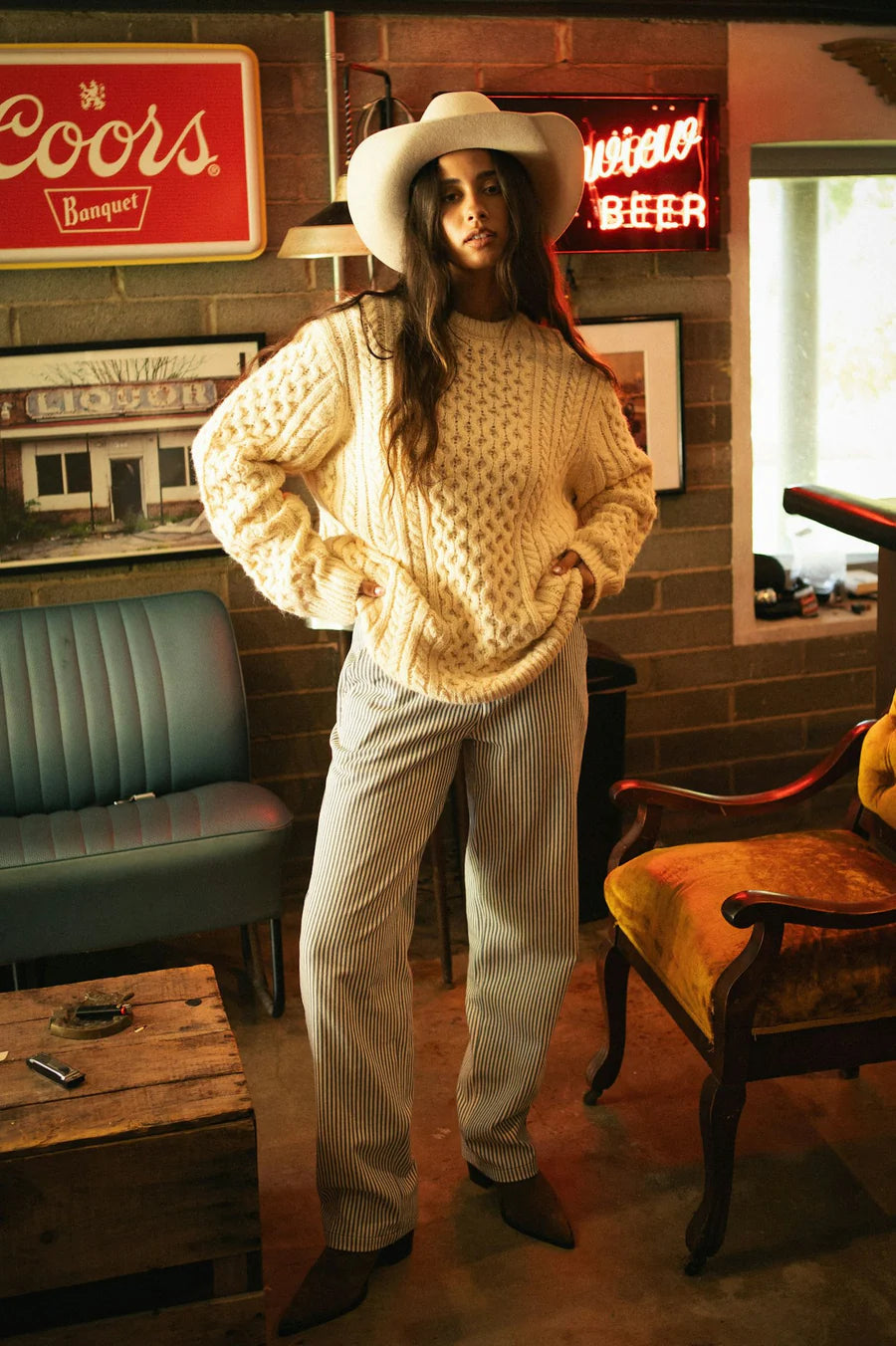 Brixton Classic Fisherman Cable Knit Sweater