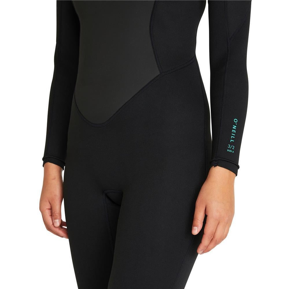 O'Neill Womens Factor 3/2mm Steamer Back Zip Wetsuit - Black