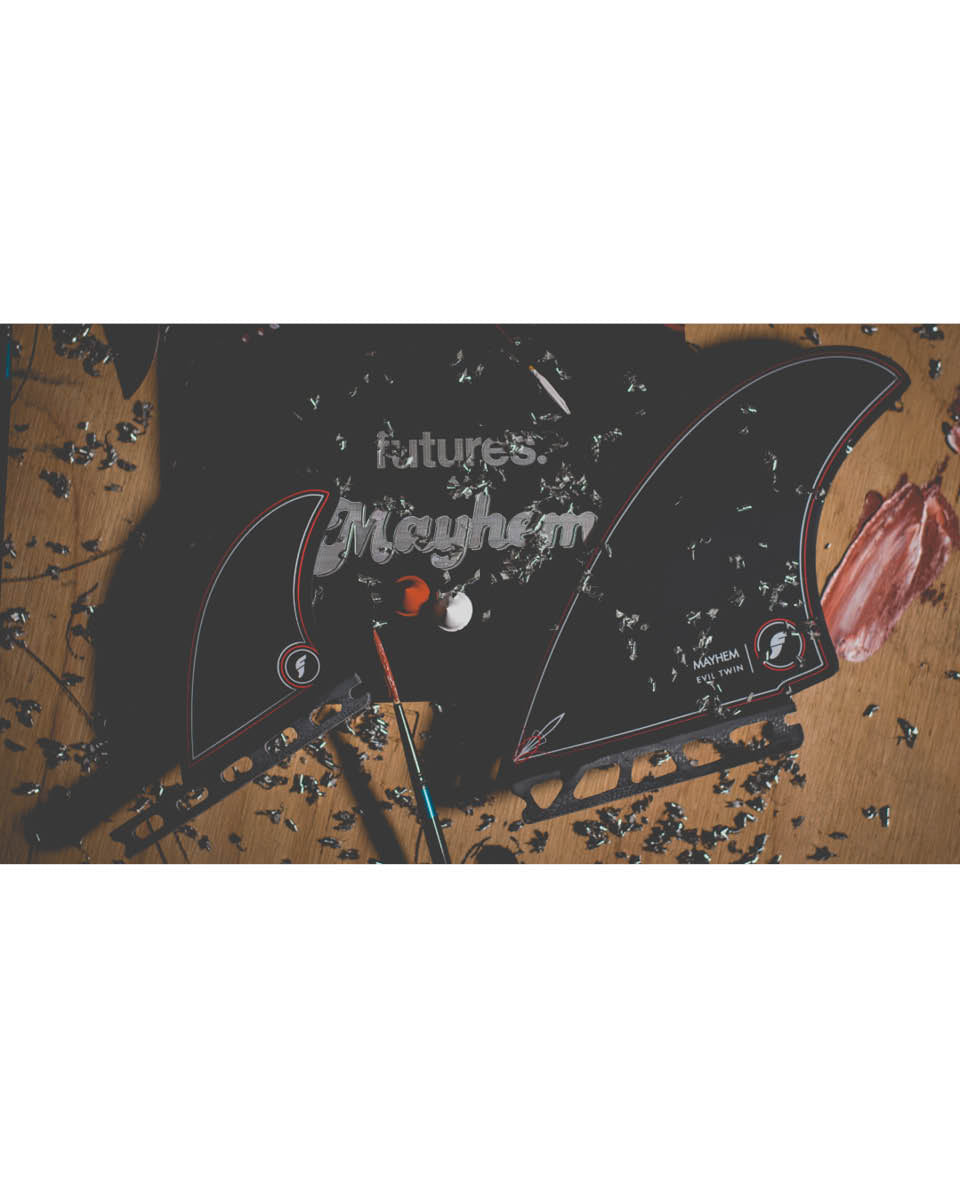 Futures Fins Mayhem Evil Twin + 1 Large Black/Blue Fin Set