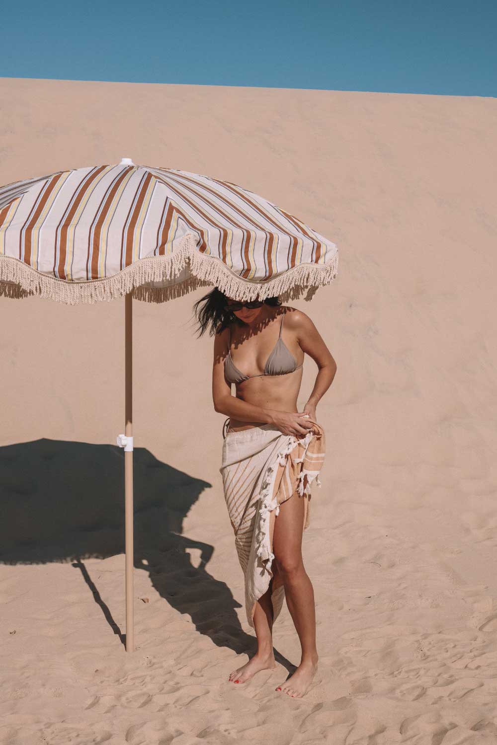 Salty Shadows Vintage Stripe Beach Umbrella