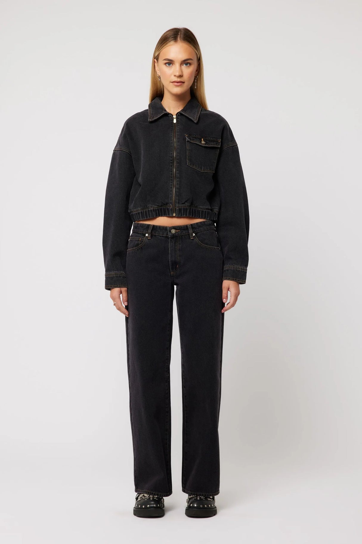 Abrand Womens Denim Bomber Jacket Cara