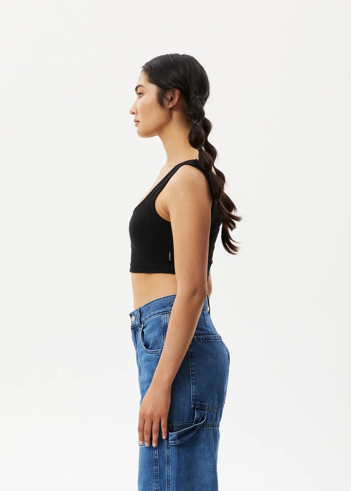 Afends Womens Chia Ribbed Cropped Singlet