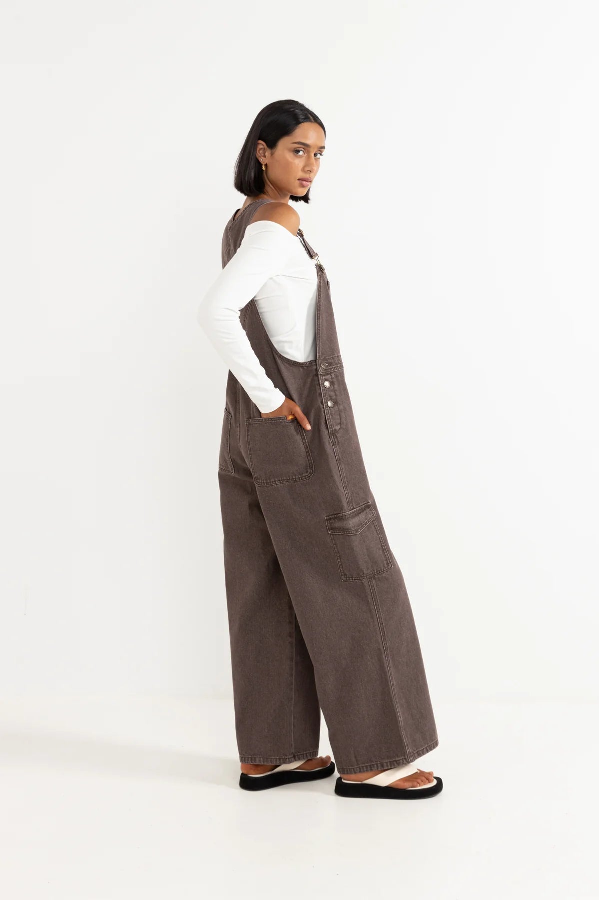 Rhythm Womens Charlie Wide Leg Cargo Overalls