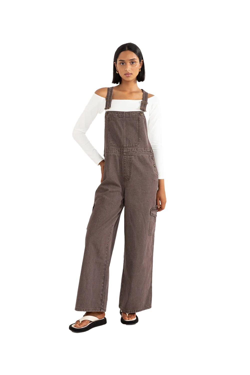 Rhythm Womens Charlie Wide Leg Cargo Overalls