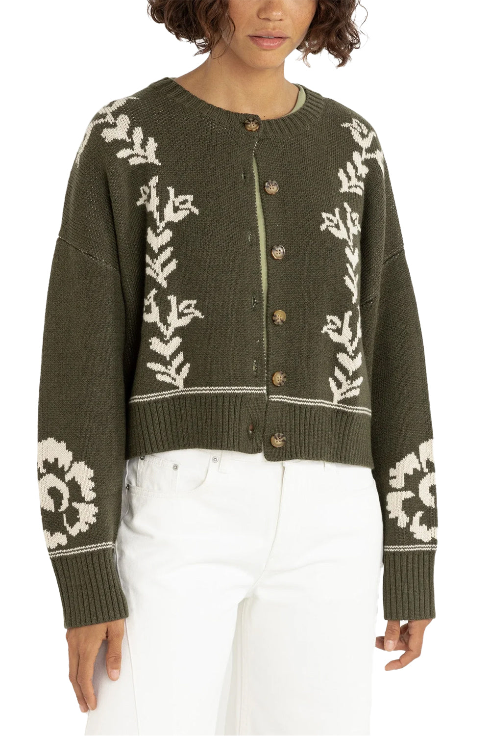 Rhythm Antique Floral Crop Cardigan