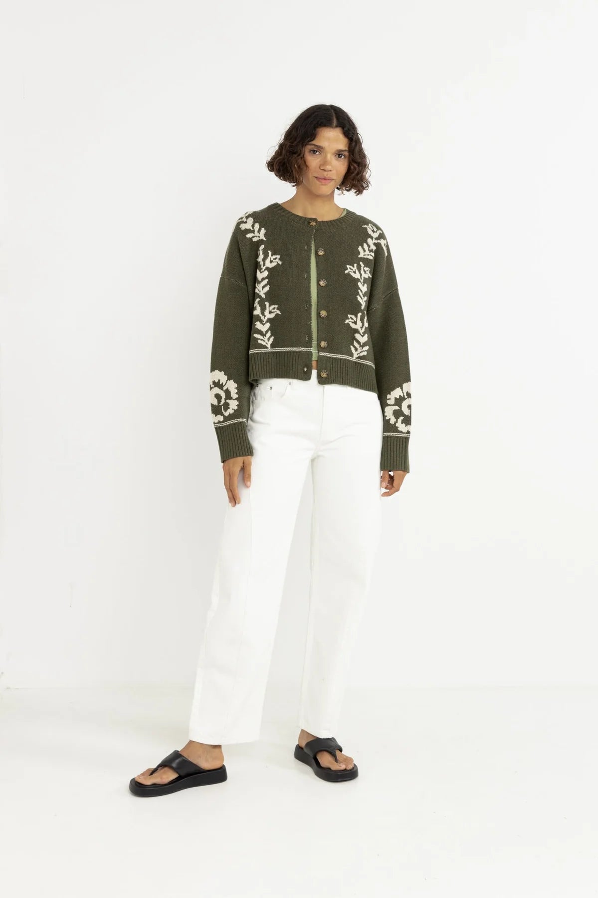 Rhythm Antique Floral Crop Cardigan