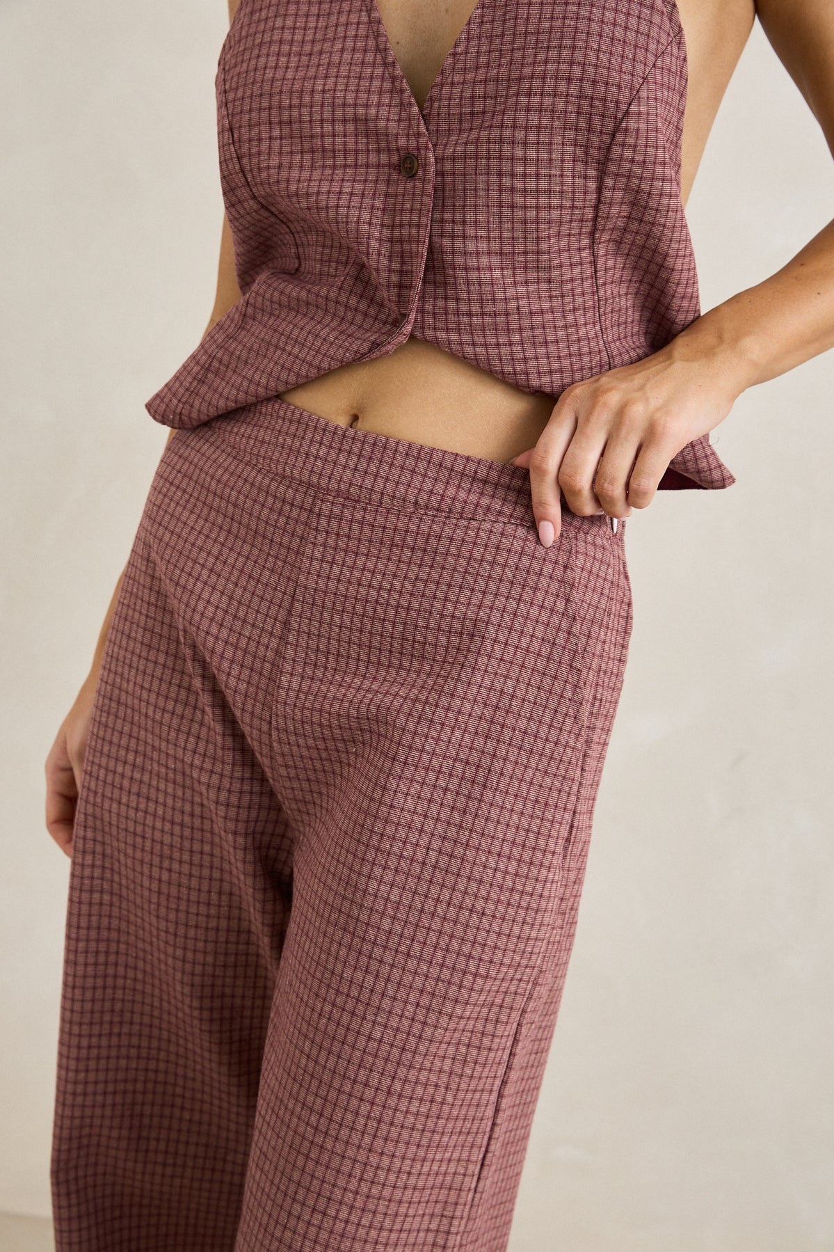 Rhythm Lucy Check Wide Leg Pant