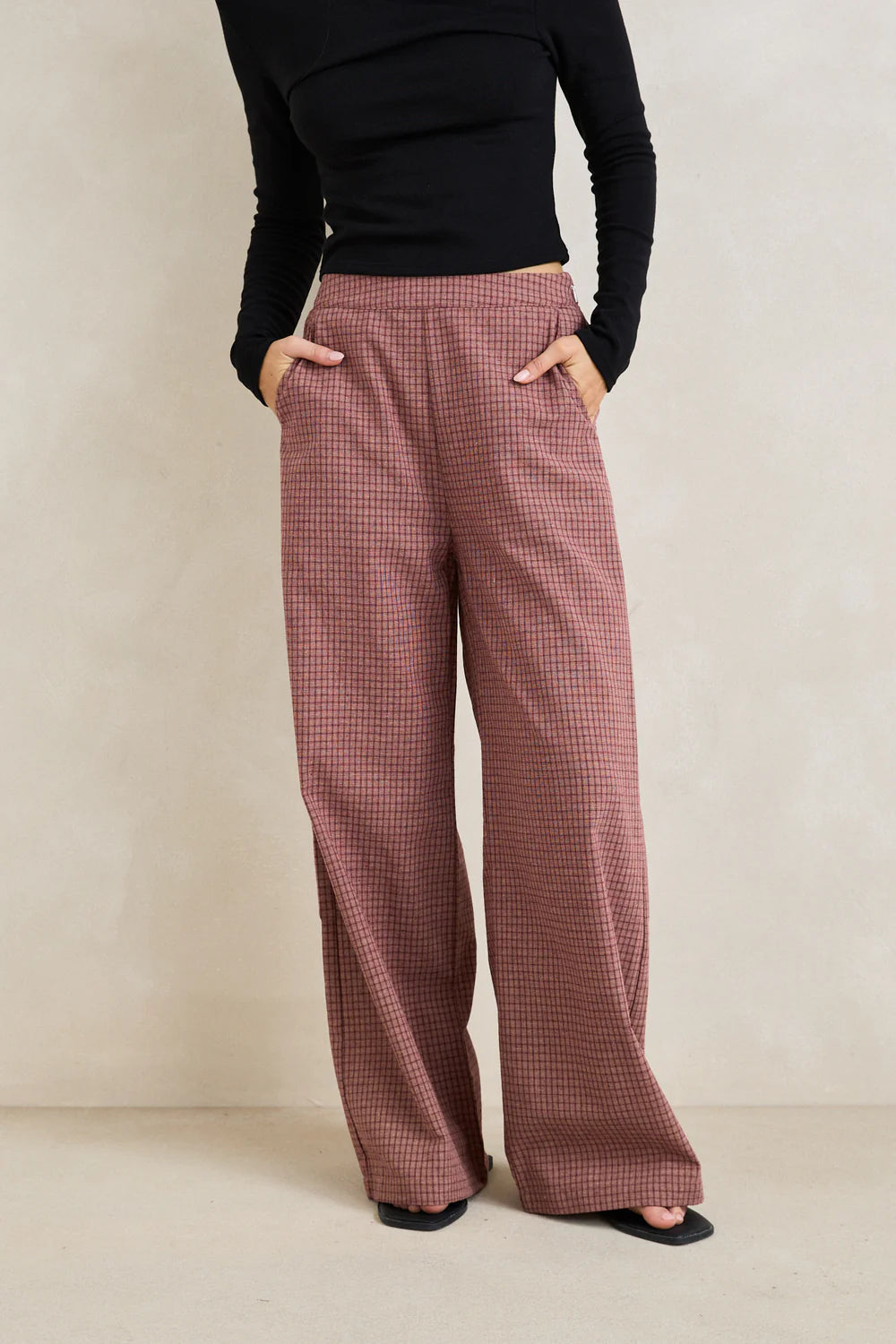 Rhythm Lucy Check Wide Leg Pant