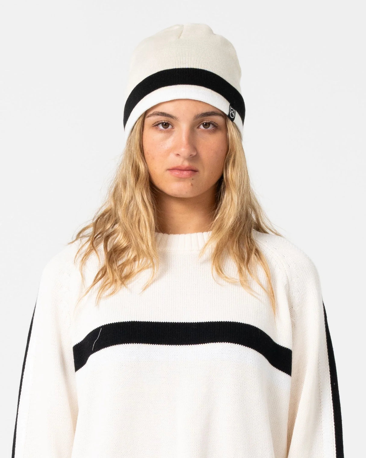 Rusty White Lines Reversible Beanie