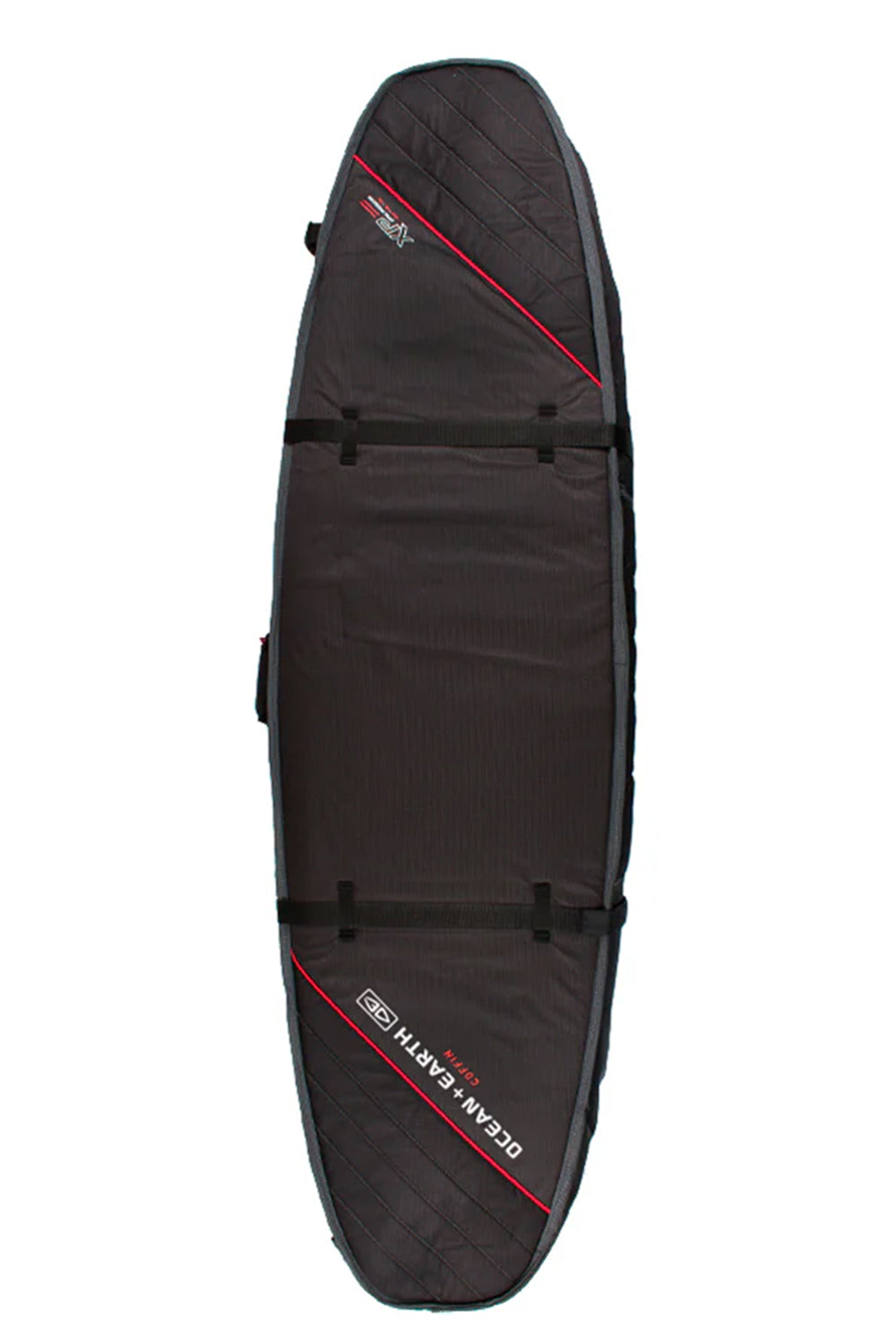 Ocean & Earth Quad Coffin Shortboard Cover Black/Red - 7'6"