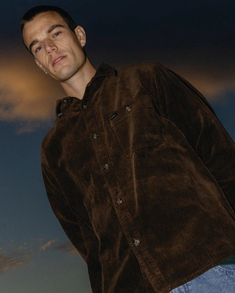 RVCA Mens Wide Load Cord Long Sleeve Shirt