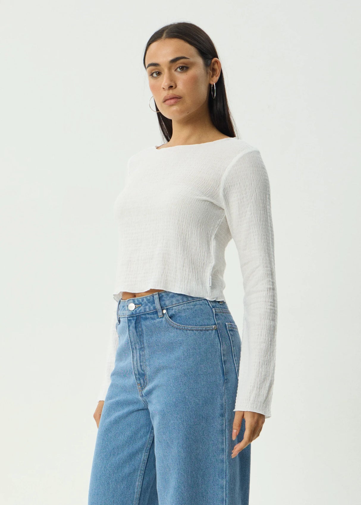 Afends Focus Seersucker Long Sleeve Top