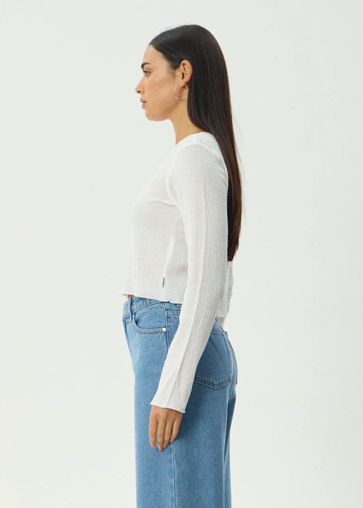 Afends Focus Seersucker Long Sleeve Top