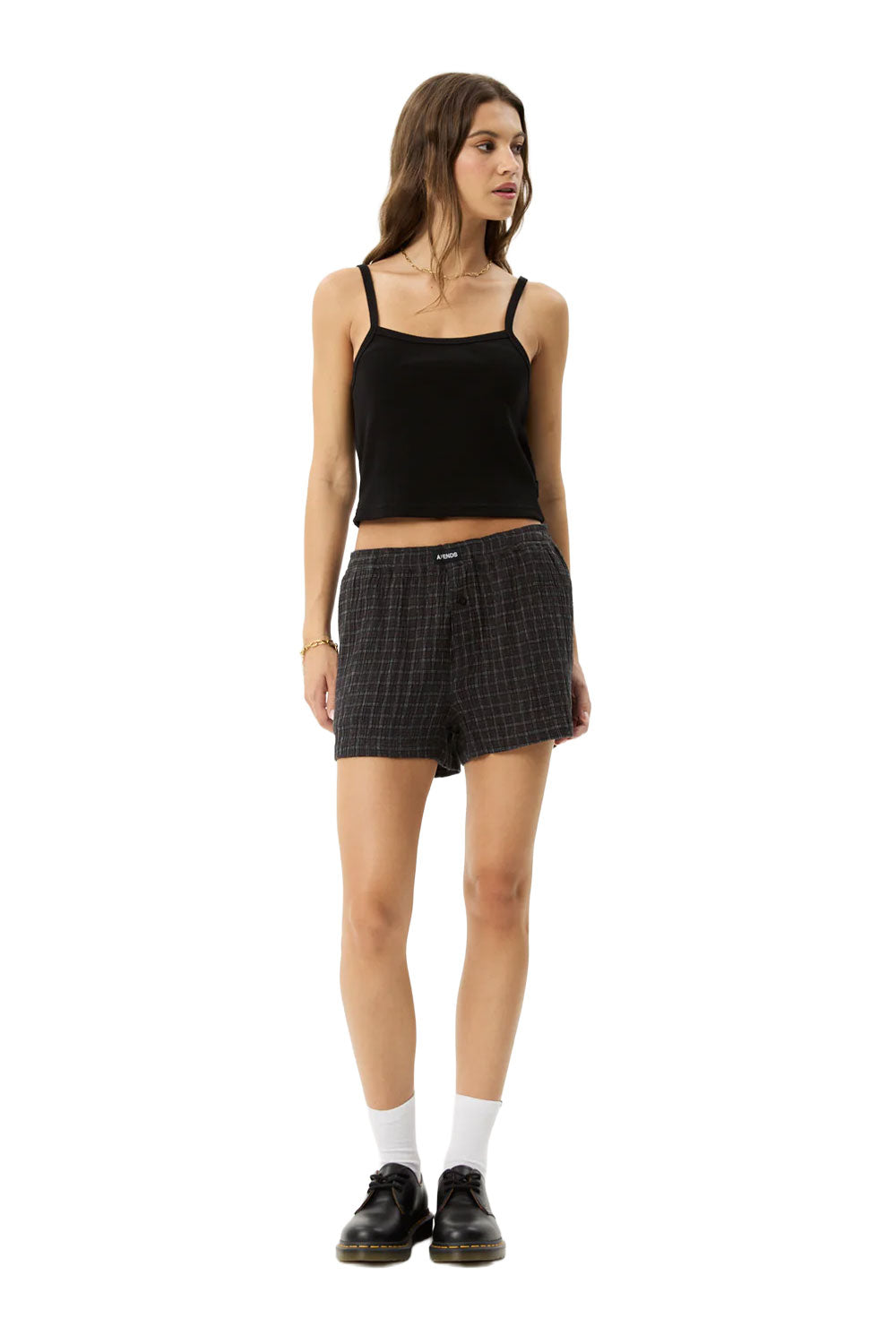 Afends Womens Dusk Seersucker Boxer Short