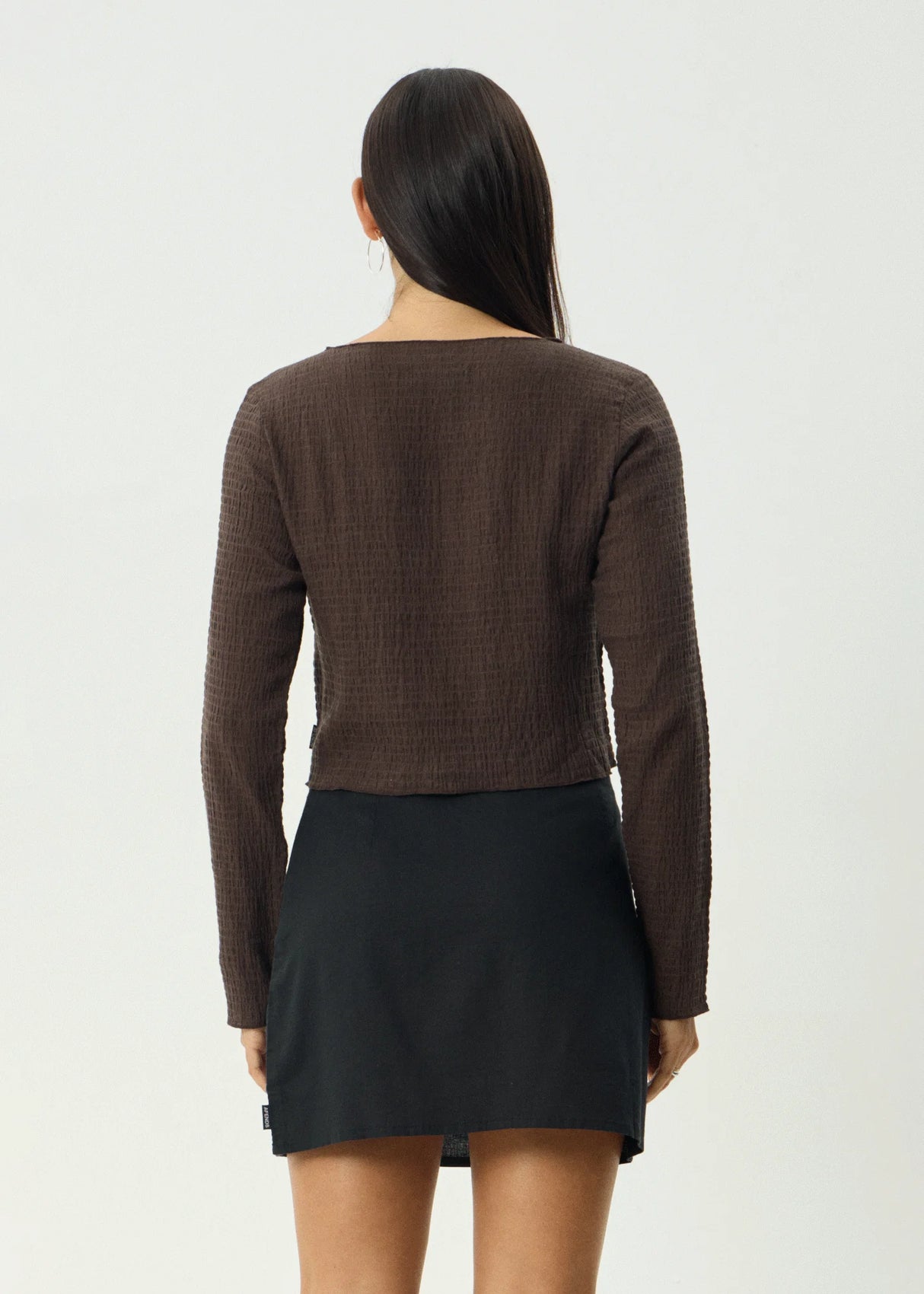 Afends Womens Focus Seersucker L/S Top
