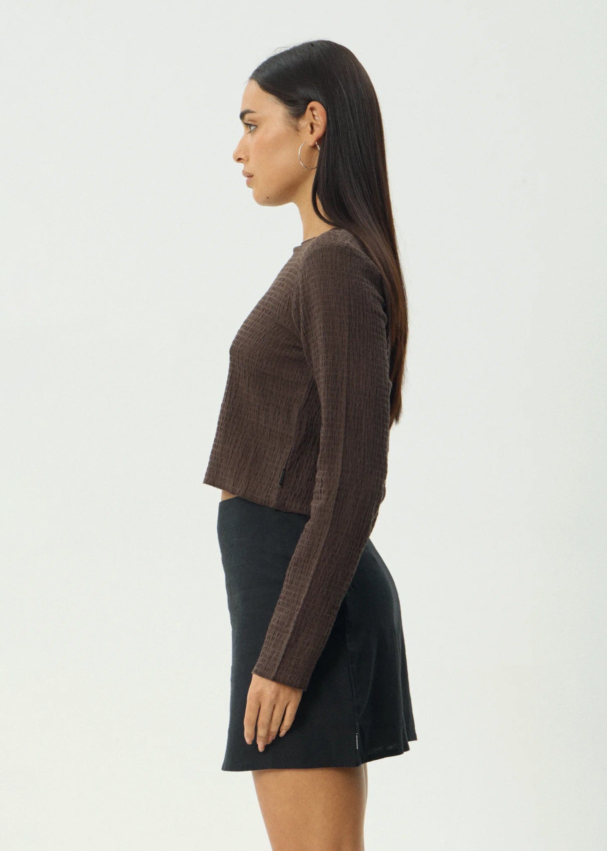 Afends Womens Focus Seersucker L/S Top