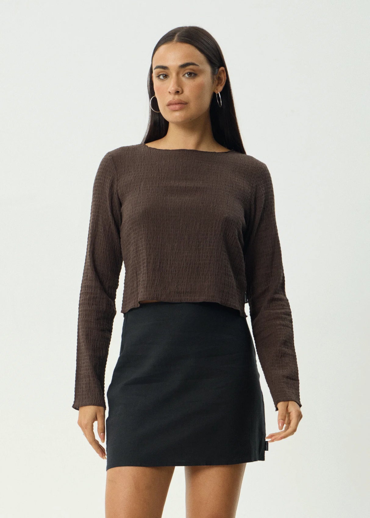 Afends Womens Focus Seersucker L/S Top