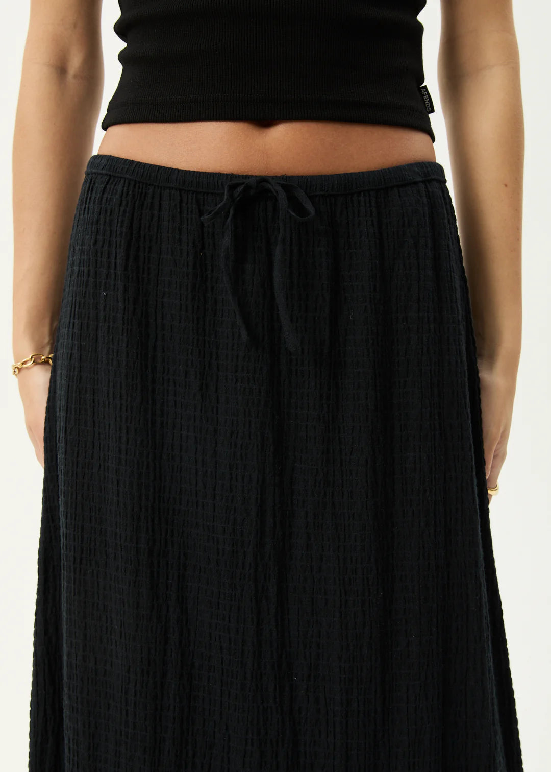 Afends Womens Focus Seersucker Maxi Skirt