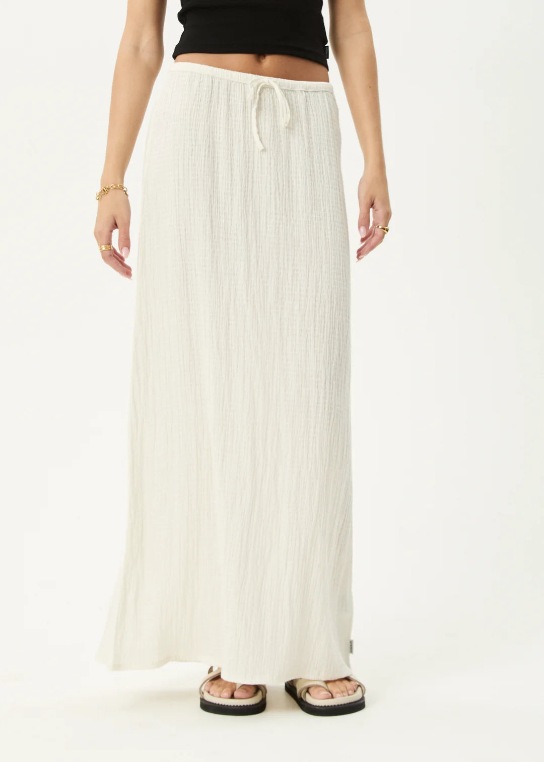 Afends Womens Focus Seersucker Maxi Skirt