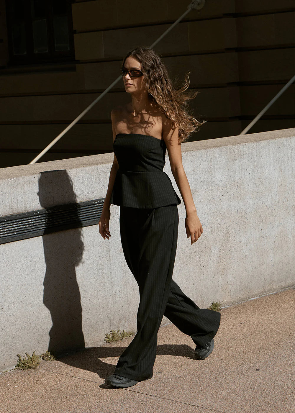 Afends Womens Business Pinstripe Low Rise Trouser