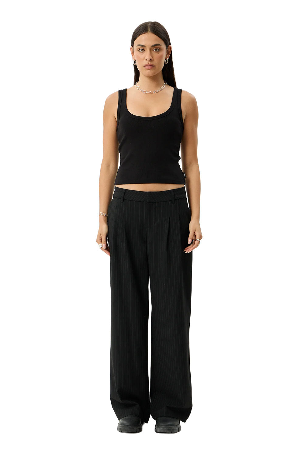 Afends Womens Business Pinstripe Low Rise Trouser