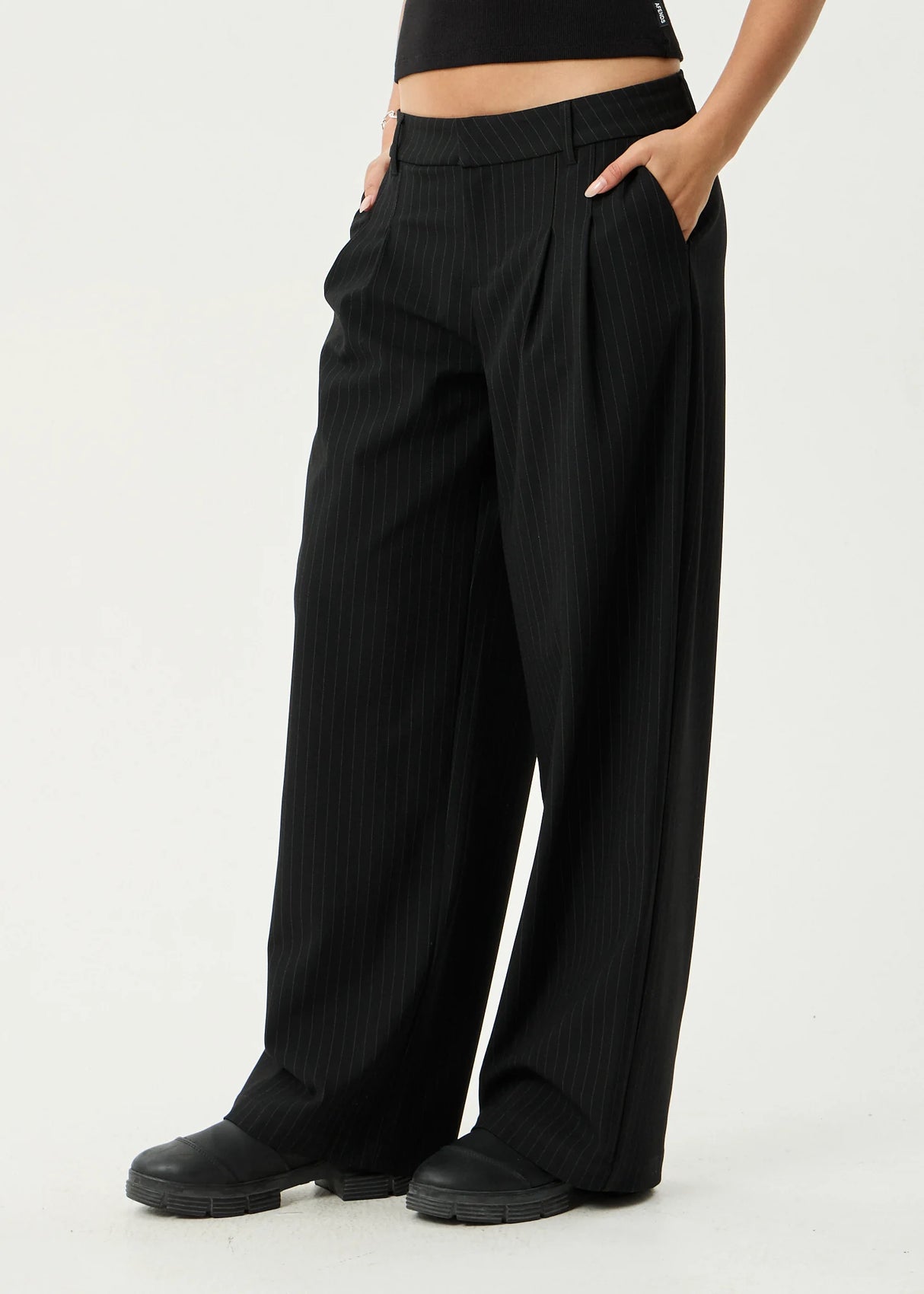 Afends Womens Business Pinstripe Low Rise Trouser