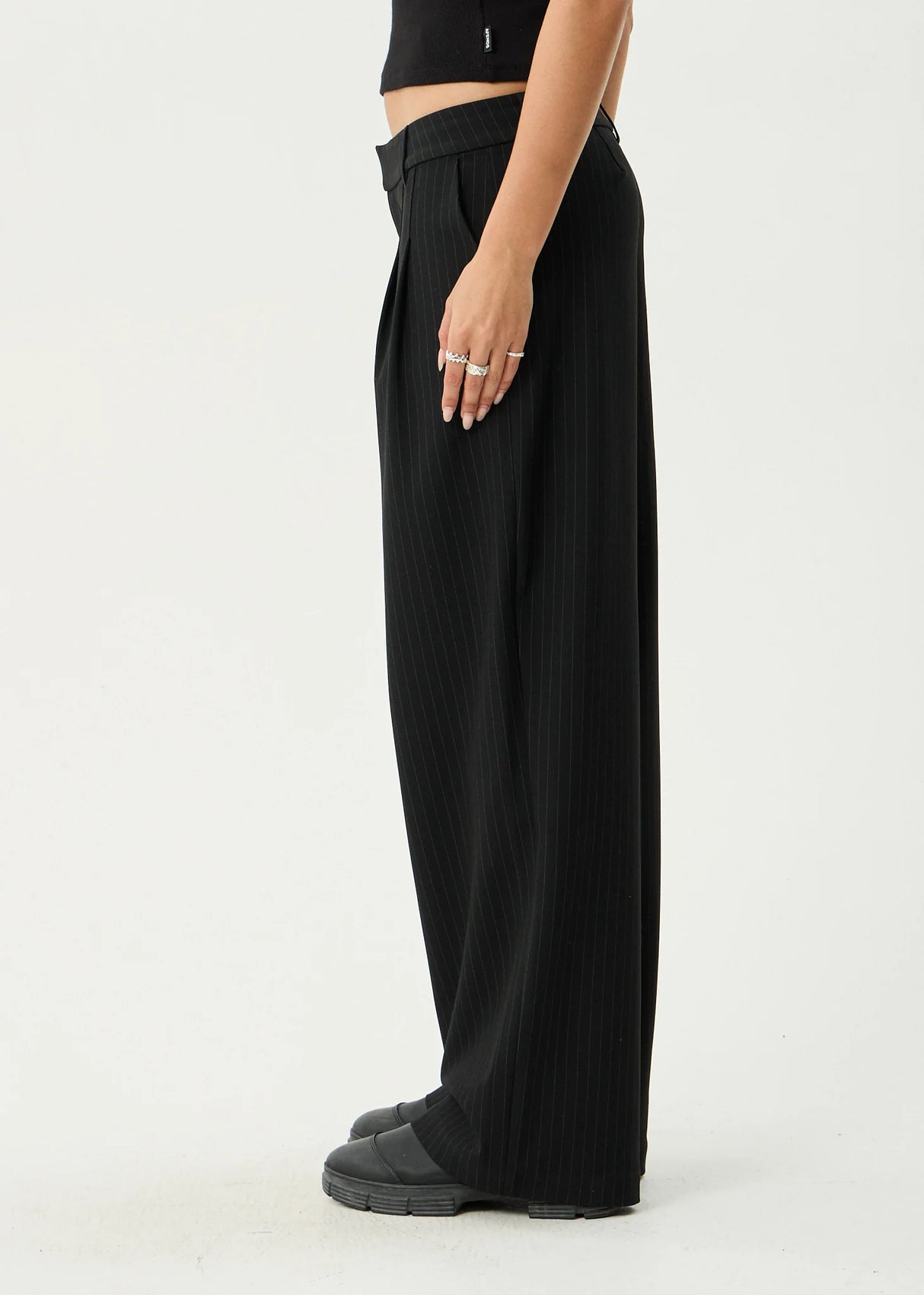 Afends Womens Business Pinstripe Low Rise Trouser