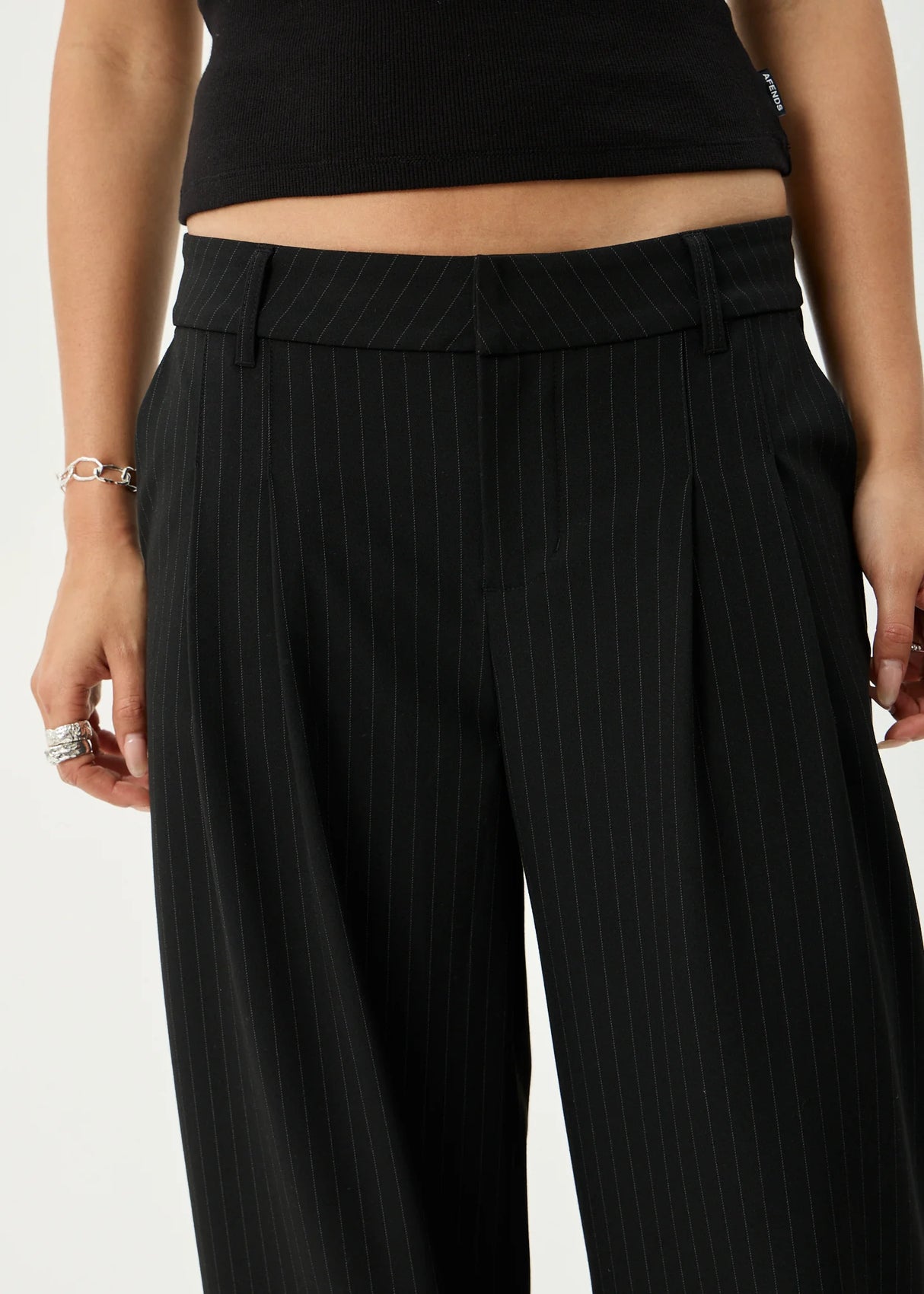 Afends Womens Business Pinstripe Low Rise Trouser