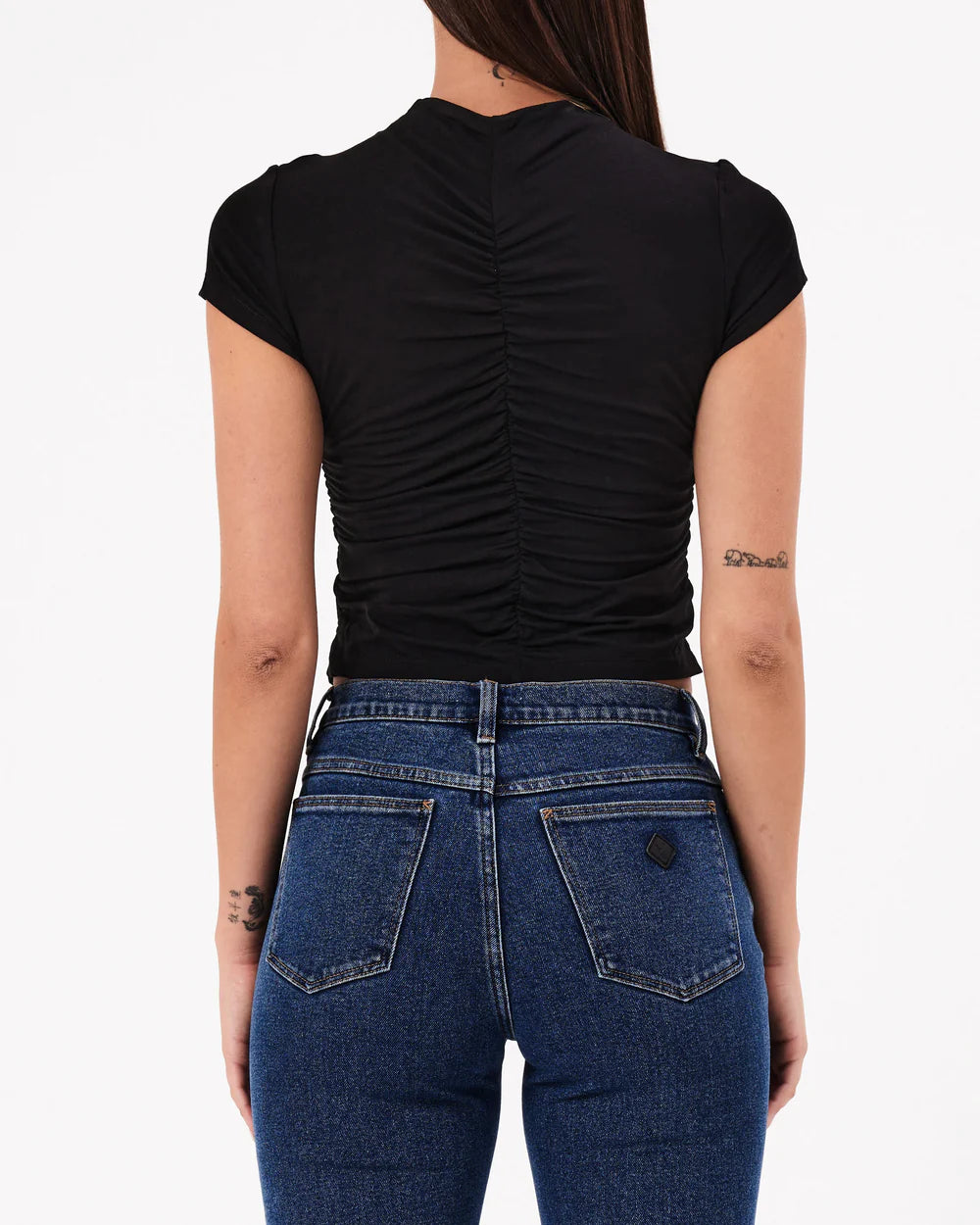 Abrand Womens Ruched Mock Neck Top