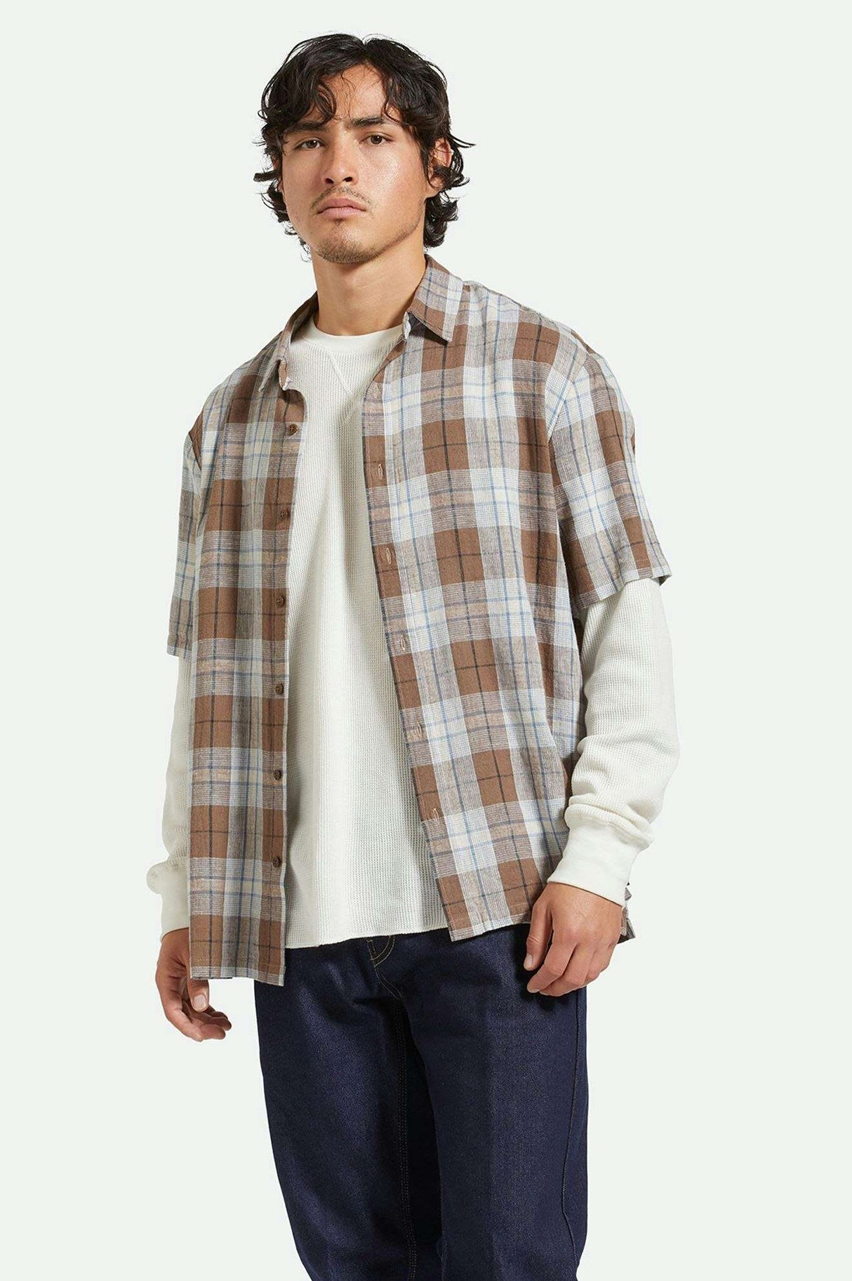 Brixton Cru Linen Blend Relaxed Short Sleeve Woven Shirt