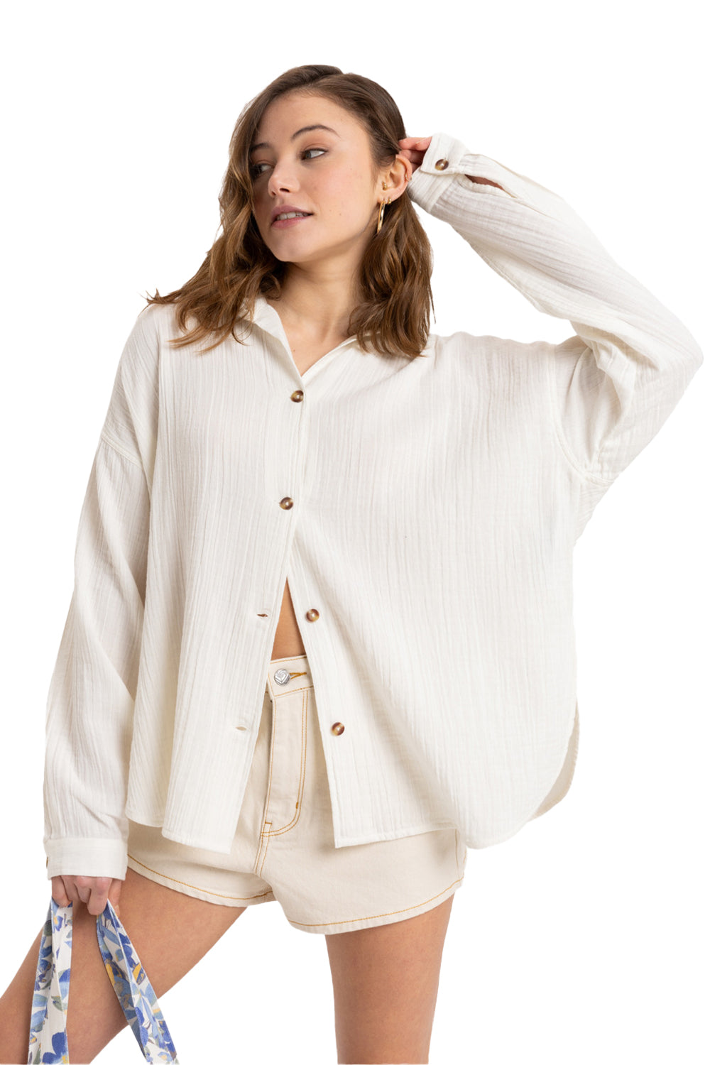 ROXY Womens Morning Time Oversize Long Sleeve Shirt