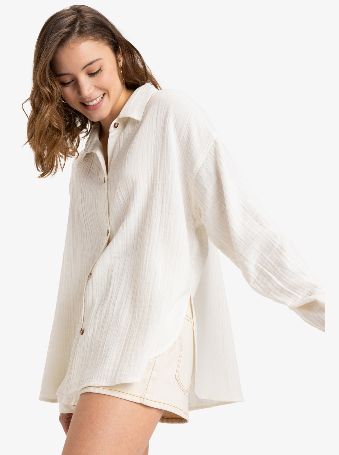 ROXY Womens Morning Time Oversize Long Sleeve Shirt