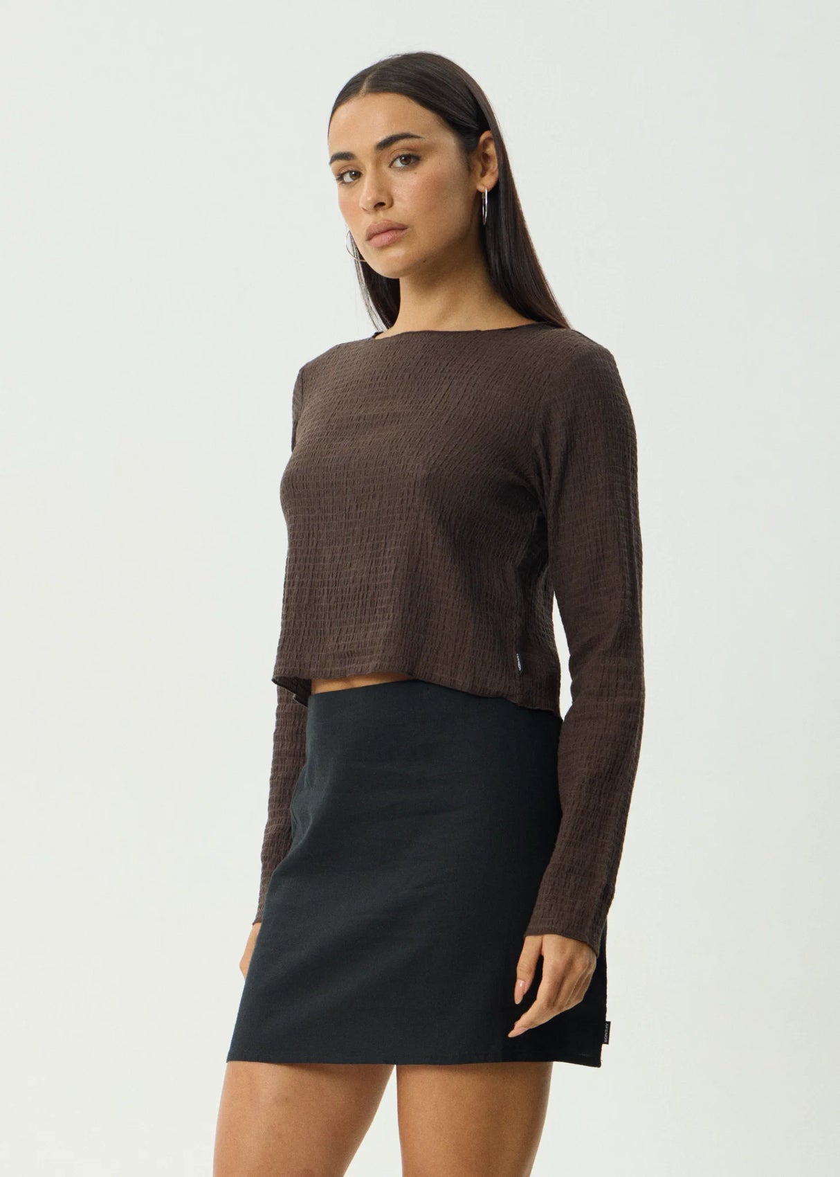 Afends Womens Focus Seersucker L/S Top
