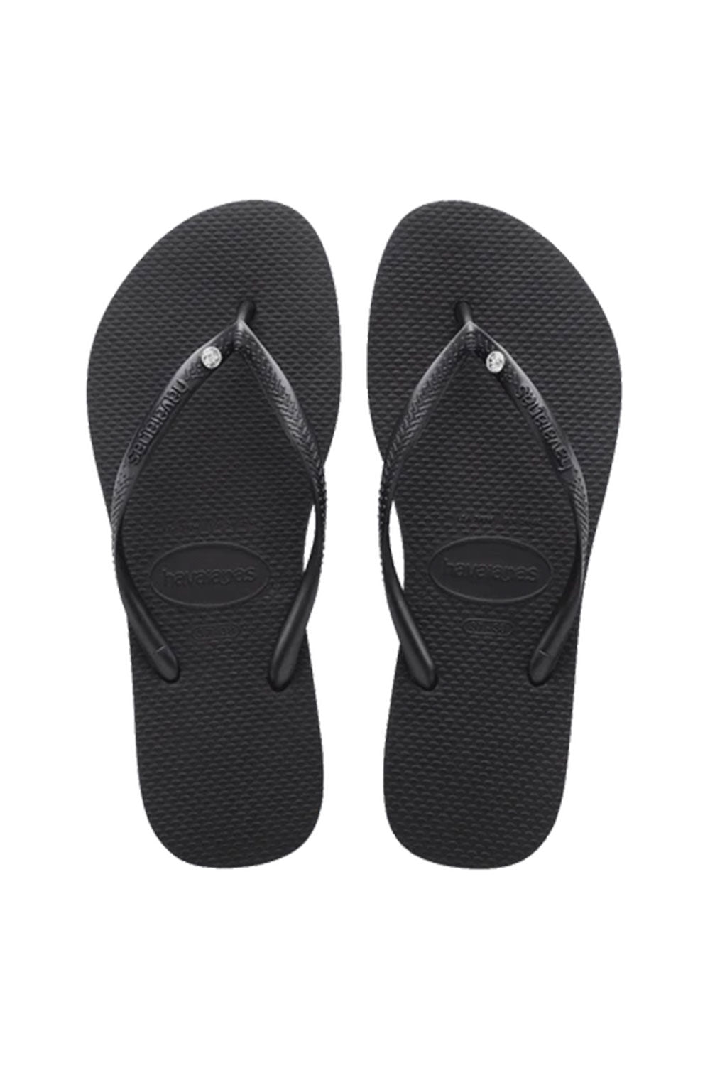 Havaianas Slim Crystal Thongs - Black