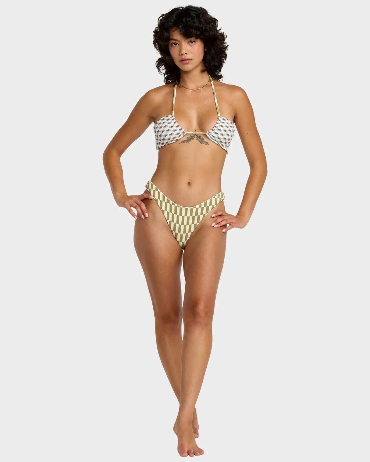 RVCA Womens Strange Ways Halter Bandeau Bikini Top