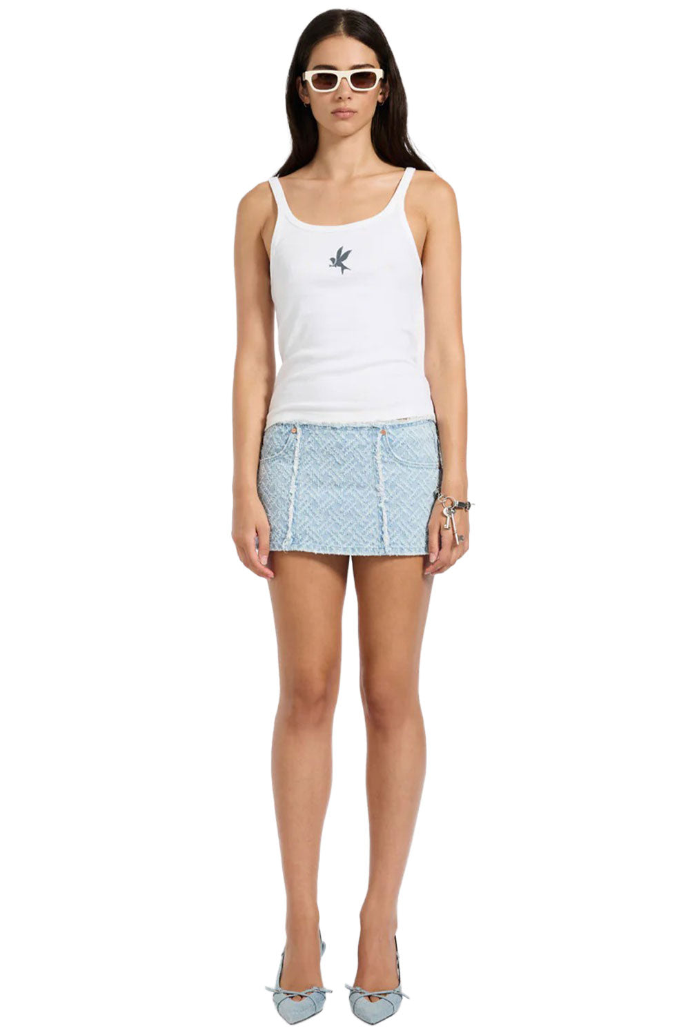 One Teaspoon Christina Low Waist Micro Mini Denim Skirt