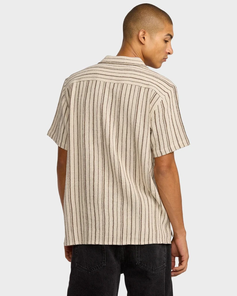 RVCA Mens Vacancy Stripe Short Sleeve Shirt